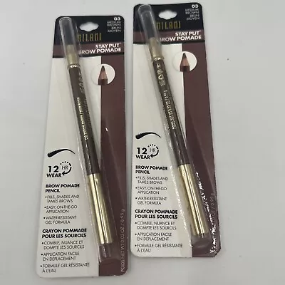 2 Pack  Milani STAY PUT Brow Pomade Pencil #03 Medium Brown 12HR Wear • $14.99