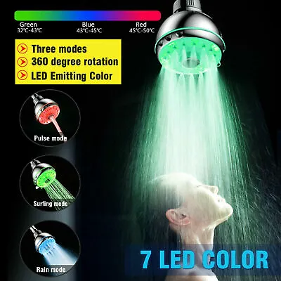 $13.99 • Buy NEW Colorful Shower Head Home Bathroom 7 LED Colors Changing Water Glow Light