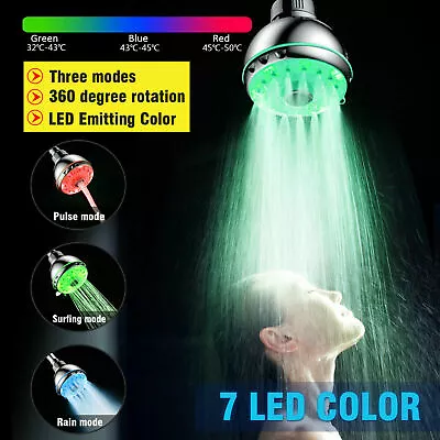 NEW Colorful Shower Head Home Bathroom 7 LED Colors Changing Water Glow Light • $13.99
