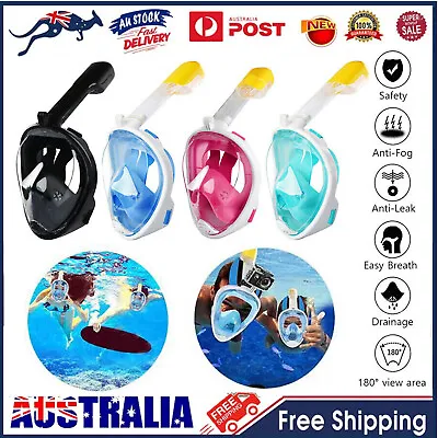 $33.69 • Buy Adult Kid Full Face Snorkel Mask Set Anti-fog Safe Diving Goggles For GoPro Swim