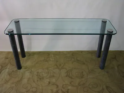 PACE Console / Sofa Table By Leon Rosen; Marbilized Legs & Heavy Glass Top; Rare • $895