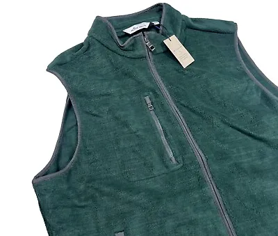 Peter Millar Vest Men's XL Crown Micro Shearling Fleece Full Zip Green • $89.99