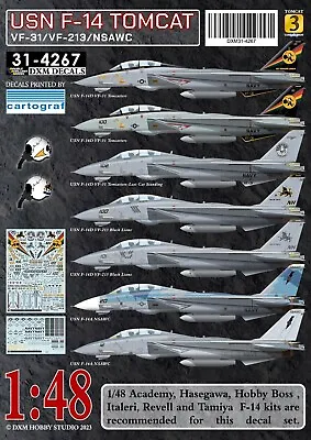 DXM Decal 1/48 USN F-14 Tomcat Collection 3 (VF-31 / VF-213 / NSAWC) • $22