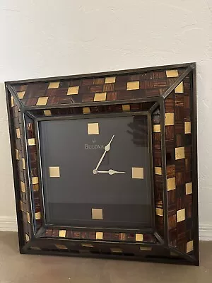 BULOVA  Wall Clock C4105 Glass Copper Gold Bronze Metal Mosaic Square 21.75  • $50