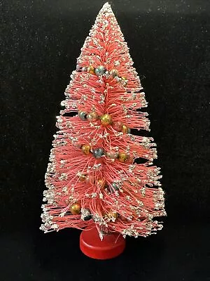 Vintage 50’s PINK Bottle Brush Christmas Tree Mercury Glass Garland Silver Rare • $85