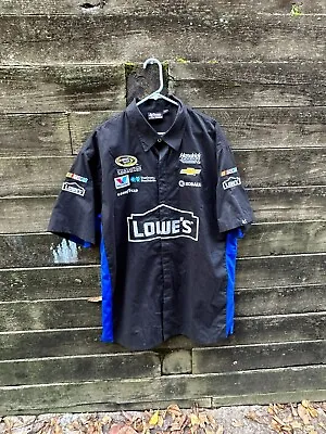 Jimmie Johnson Chase Authentics Lowes Black Button Collar Shirt Men 3XL Used • $29.99