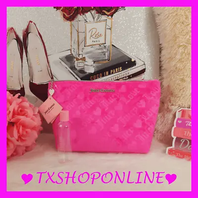 { Juicy Couture } Pink Logo Large Makeup Pouch NWT • $30