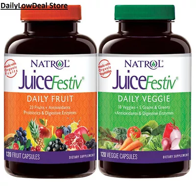 $30.80 • Buy Natrol JuiceFestiv - FruitFestiv & VeggieFestiv, 120 Fruit & 120 Veggie Capsules