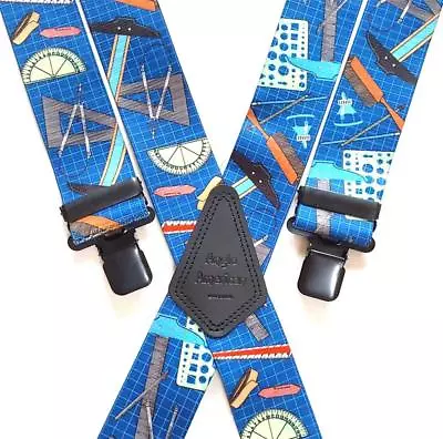 £14.24 • Buy Mens Braces Heavy Duty  2  Navy Blue Drafting Tools Work Trouser Black Clips