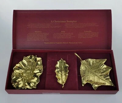 $55 • Buy Vintage VA Metalcrafters Christmas Sampler Box Mistletoe Holly Poinsettia MCM