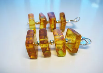 Massive Natural Cognac Baltic Amber Earrings Handmade Gemstone !!! • £14.39