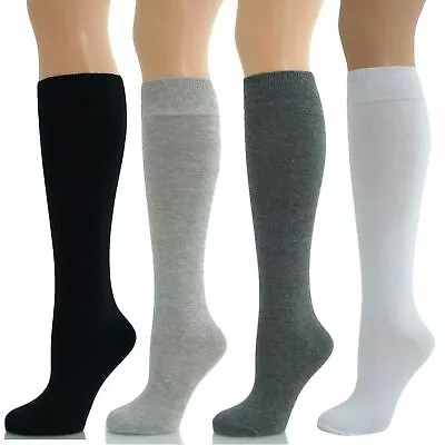 LADIES GIRLS  KNEE HIGH SOCKS LADIES THIGH HIGH SOCKS - 22 Colours  ONE SIZE • £1.99