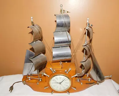 Sessions Yankee Clipper Mast Ship Nautical Electric Clock Wood Metal Glass • $40