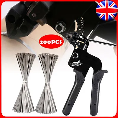 Stainless Steel Metal Cable Zip Tie Fasten Gun Pliers Crimper Tensioner Tools UK • £21.37