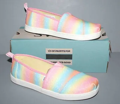 TOMS Alpargata Candy Pink Gradient Glitter Slip-On Shoes Youth Size 4 Womens 5.5 • $24.99