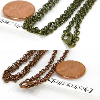 Iron 23 1/2 Inch Antiqued Rolo Plain 3mm Thick Chain Necklaces W/ Lobster Clasp • $2.79