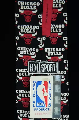 Vintage NWT Chicago Bulls NBA Mens Tie Size 57X3 5/8  Black Silk RM Sport USA • $28.99