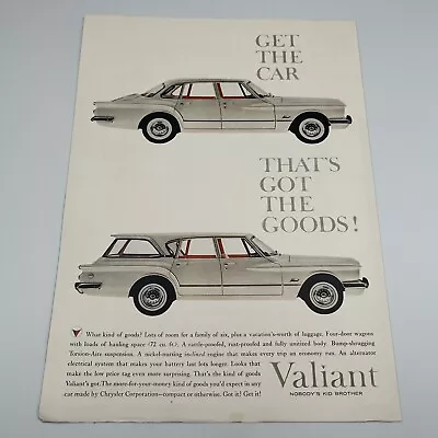 Chrysler Valiant 1960 Vintage Print Ad 8 X11  White Sedan And Wagon Nostalgia • $7.99