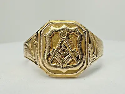 Vintage Masonic Freemason Ring 10k Yellow Gold Sz 13.5 10.3g 15mm • $749