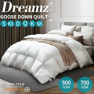 Dreamz Goose Down Feather Quilt 500/700GSM Duvet Doona Winter Summer Queen King • $49.99