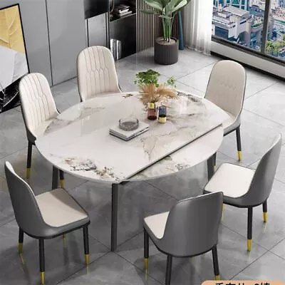 Round Elegant Marble Top Dining Table Dining Room Table Furniture Set 6-8 Seat  • $599.93