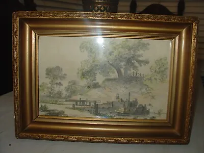 Antique Gold Tone & Gesso Wood Picture Frame For Painting 10 X 6 Vintage Drawing • $45
