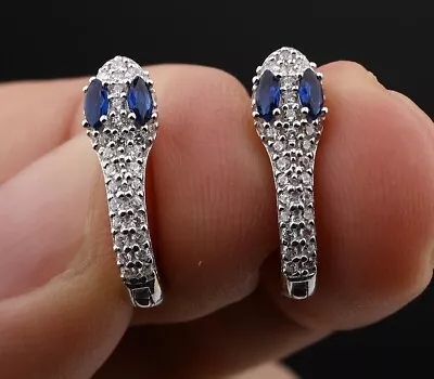 Snakes Simulated Sapphire .925 Sterling Silver Earrings #56396 • $18