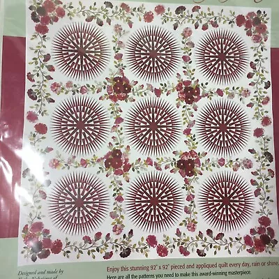 Kathy Nakajima Sunshine Rose Garden QN Cover Pieced Applique Quilt Pattern 92” • $16.99