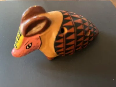 Vintage Handmade Hand Painted Armadillo Ocarina Terracotta Whistle 4.5’’ X 2.5’’ • $22.95