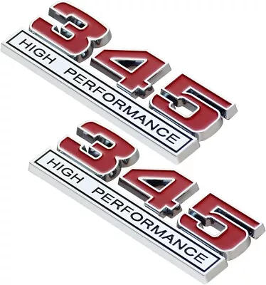 345 5.7 Liter V8 Engine High Performance Emblem Badge Logo In Chrome & Red - 2Pc • $20