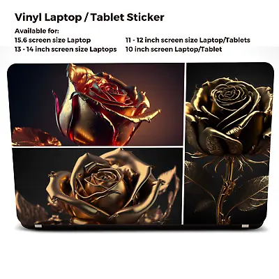 15.6 Inch Ornate Red Golden Roses Laptop Skin Tablet Vinyl Decal Sticker-MG13 • £6.99