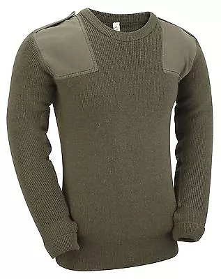 Army Jumper Original German Warm Wool Sweater Military Work Pullover Olive Green • £21.84