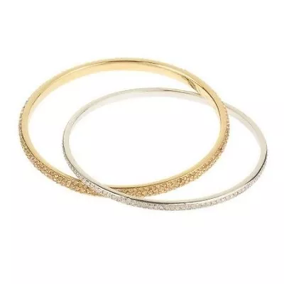 QVC Nadri Set Of 2 Interlocking Pave' Style Bangles SOLD OUT $170 • $77.34