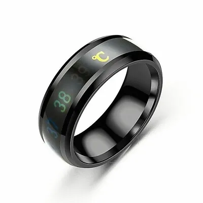 2020 Smart Temperature Black Ring Mood Temperature Display Ring Creative Fashion • $7.49