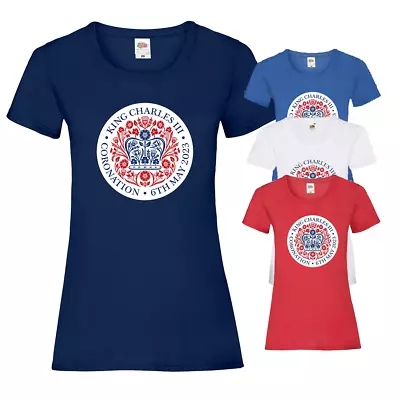 Ladies T-Shirt King Charles Monarch Coronation Union Jack Gift Short Sleeve Tee • £13.99