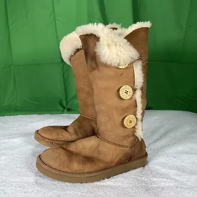 UGG Bailey Button Triplet 1873 Size 9 Ugg Chestnut Boots Size 9  Worn/Stained • $35