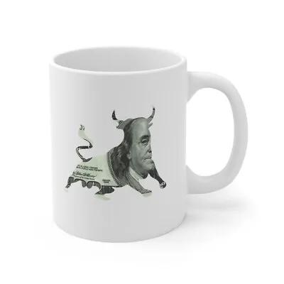Stock Market Bull Coffee Mug Double Sided Wall Street Drink To Financial Success • $15.95