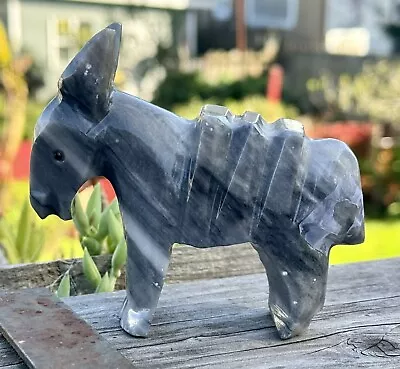 Vintage Marble Donkey/ Burro Hand Carved Grey Onyx H 3.5” L 4” W 1.25” • $9.97