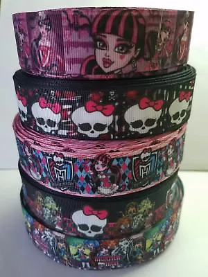 5 Yards 7/8 1  Monster High Mix Lot Grosgrain Ribbon Hair Bow Supplies. • $3.99