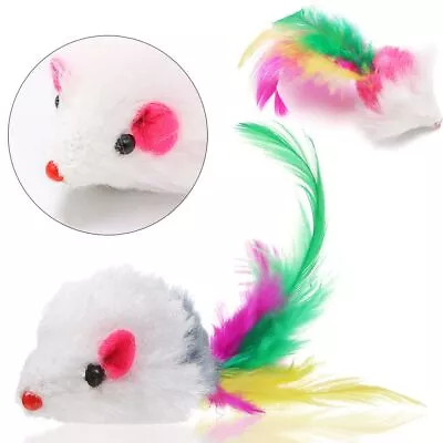 Catnip Feather Tail Kittens Interactive Cat Toy Cat Mouse Toys Mice Rattle Set • $12.96