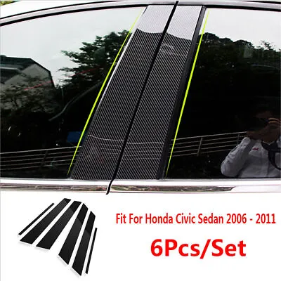 Window Pillar Posts Carbon Fiber Cover Door Trims For Honda Civic Sedan 2006-11 • $10.99