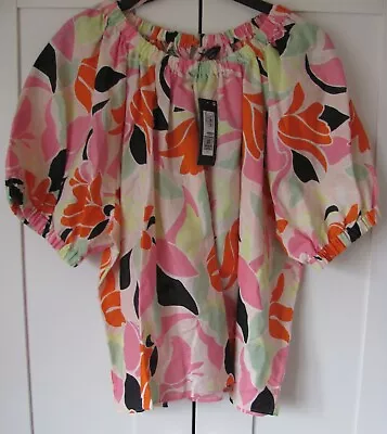 Marks & Spencer’s BNWT Linen Mix Printed Puff Sleeve Blouse Size 20 • £6