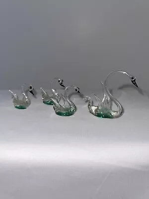 Vintage Swan Family Of 4 Hand Blown Art Glass • $14