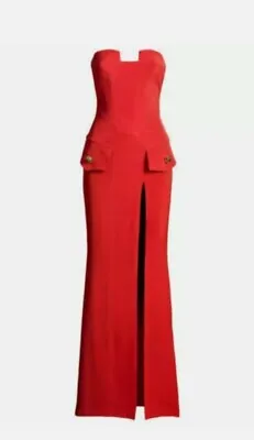 NEW RARE VERSACE FOR H&M RED LONG SILK Corset DRESS EUR 36 US 6 Dust Bag Cover • $499.99