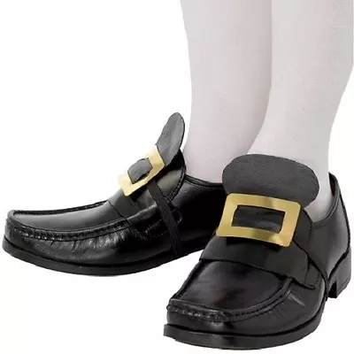 Mens Pirate Or Musketeer Fancy Dress Shoe Buckles Black By Smiffys • £6.50