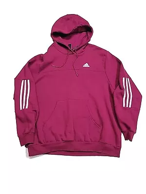 Adidas Three Striped Sleeve Logo Athletic Maroon Pullover Hoodie Men's XL • $17