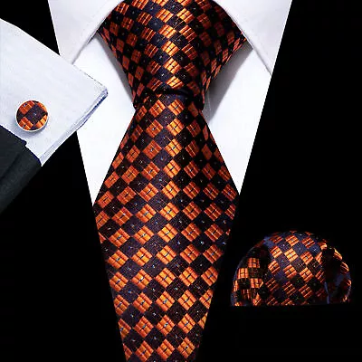Men's Tie Silk Classic Wedding Necktie And Pocket Square Cufflinks Set Paisley • £9.59