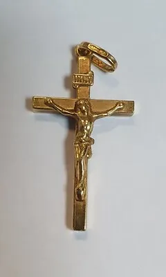 18k Gold ENRI Jesus On Cross Pendant Hallmarked 1.87 Grams • £198.12