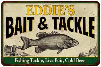 EDDIE'S Bait & Tackle Personalized Metal Sign Man Cave Gift 112180016139 • $40.95