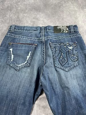 Mek Jeans Mens 36x34 Embroidered Studded Blue Straight • $25